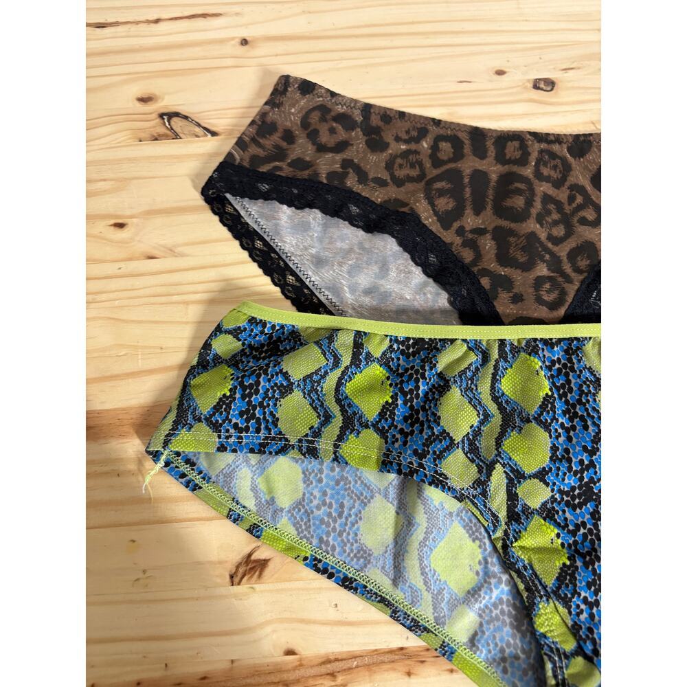 Dereon Womens Size XL Hipster Panty Brown Blue Geometric Lace Trim LOT OF 2 - Picture 6 of 8